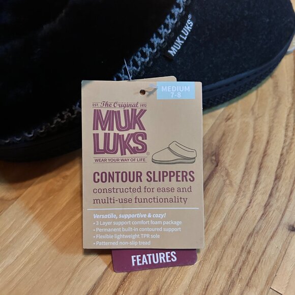 Muk Luks Black and Gray Women's Slippers Size 7/8/ Medium - Picture 4 of 6